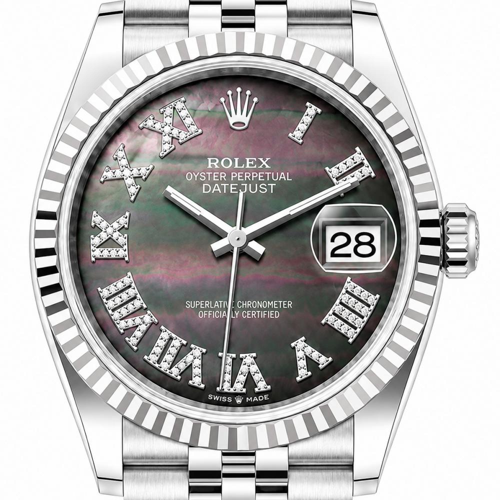 Rolex Datejust 36MM 16234 Black MOP Diamond Dial Watch
